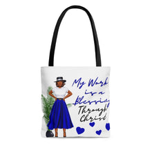 Load image into Gallery viewer, My Work is A Blessing Blue Tote Bag